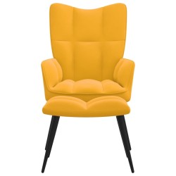 vidaXL Silla de relajación con reposapiés terciopelo amarillo mostaza