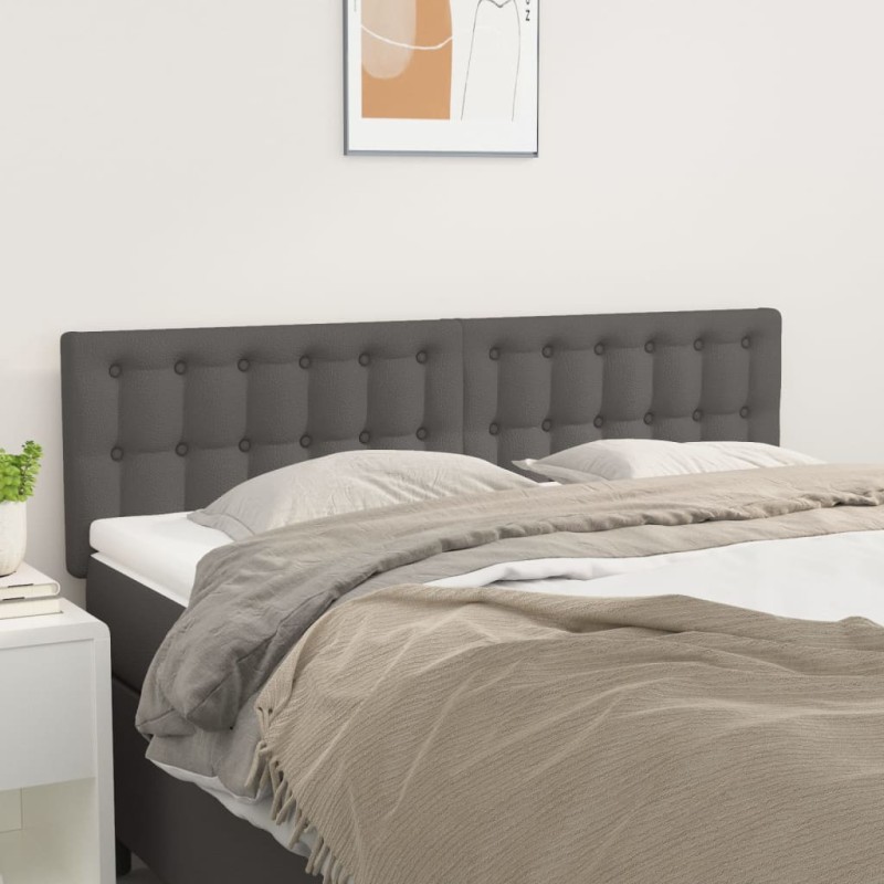 vidaXL Cabeceros 2 unidades cuero sintético gris 72x5x78/88 cm vidaXL Cabeceros 2 unidades cuero sintético gris 72x5x78/88 cm