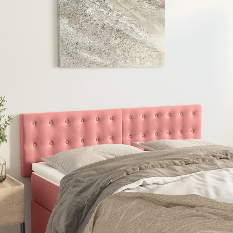 vidaXL Cabeceros 2 unidades terciopelo rosa 72x5x78/88 cm vidaXL Cabeceros 2 unidades terciopelo rosa 72x5x78/88 cm