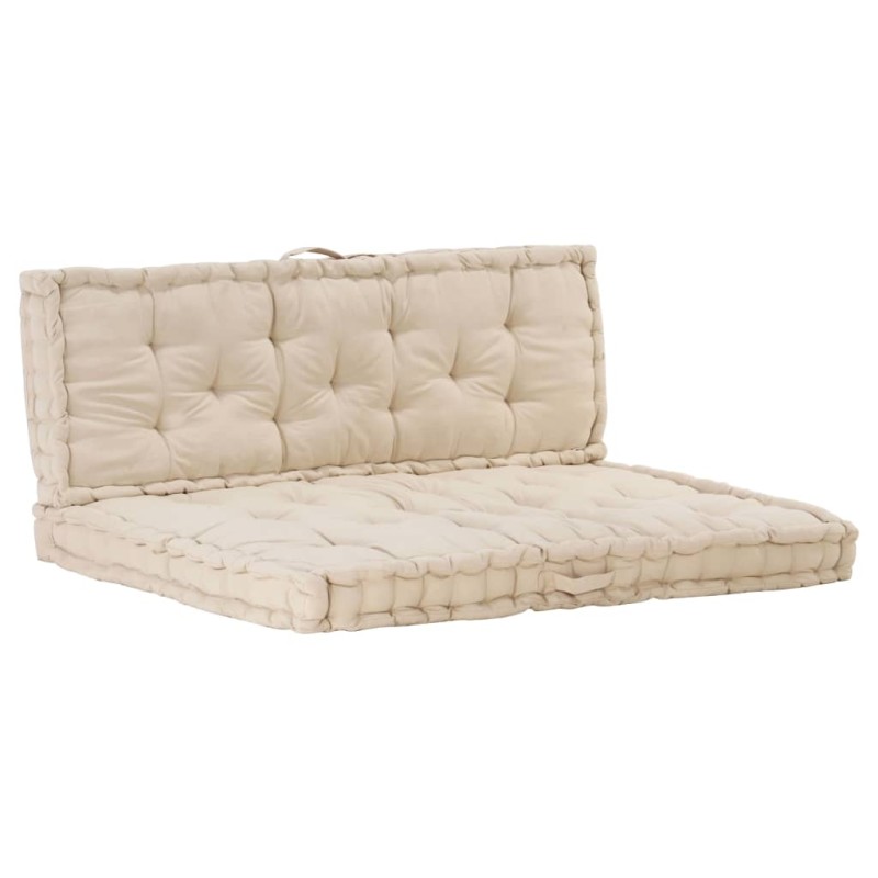 vidaXL Cojines para muebles de palets 2 unidades algodón beige vidaXL Cojines para muebles de palets 2 unidades algodón beige