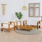 vidaXL Muebles de jardín 4 pzas cojines crema madera de acacia 