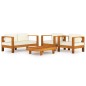 vidaXL Muebles de jardín 4 pzas cojines crema madera de acacia 