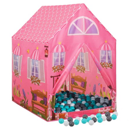 vidaXL Tienda de juegos para niños con 250 bolas rosa 69x94x104 cm