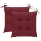 vidaXL Sillas de jardín 2 uds madera de teca con cojines rojo tinto vidaXL Sillas de jardín 2 uds madera de teca con cojines rojo tinto