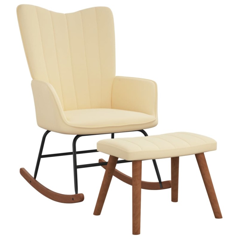 vidaXL Silla mecedora con reposapiés terciopelo crema vidaXL Silla mecedora con reposapiés terciopelo crema