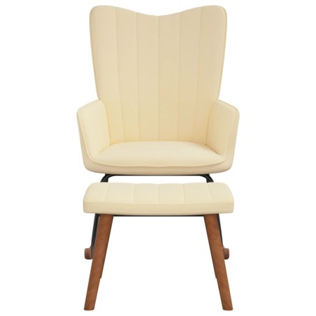 vidaXL Silla mecedora con reposapiés terciopelo crema