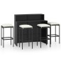 vidaXL Juego de muebles de bar de jardín de 5 piezas y cojines negro