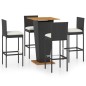 vidaXL Set de muebles de bar de jardín 5 pzas y cojines ratán PE negro vidaXL Set de muebles de bar de jardín 5 pzas y cojines ratán PE negro