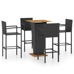 vidaXL Conjunto de bar para jardín 5 piezas negro