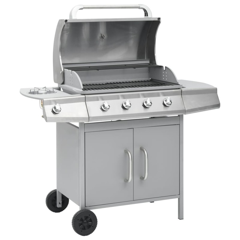 vidaXL Barbacoa grill de gas 4+1 quemadores plateada vidaXL Barbacoa grill de gas 4+1 quemadores plateada