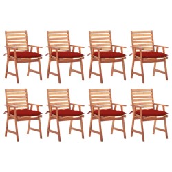 vidaXL Sillas comedor de jardín y cojines 8 uds madera maciza acacia 