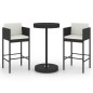 vidaXL Set muebles bar jardín 3 piezas y cojines ratán sintético negro vidaXL Set muebles bar jardín 3 piezas y cojines ratán sintético negro
