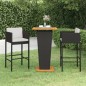 vidaXL Set muebles bar jardín 3 piezas y cojines ratán sintético negro vidaXL Set muebles bar jardín 3 piezas y cojines ratán sintético negro