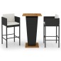 vidaXL Set muebles bar jardín 3 piezas y cojines ratán sintético negro vidaXL Set muebles bar jardín 3 piezas y cojines ratán sintético negro