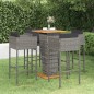 vidaXL Set muebles de bar jardín 5 pzas y cojines ratán sintético gris vidaXL Set muebles de bar jardín 5 pzas y cojines ratán sintético gris