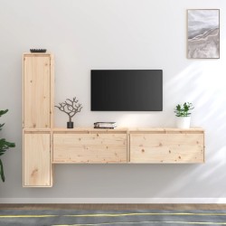 vidaXL Muebles para TV 4 piezas madera maciza de pino