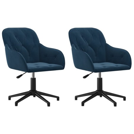 vidaXL Sillas de comedor giratorias 2 uds terciopelo azul