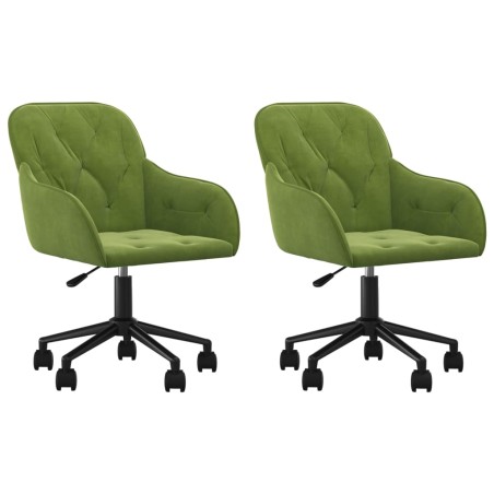 vidaXL Sillas de comedor giratorias 2 unidades terciopelo verde claro