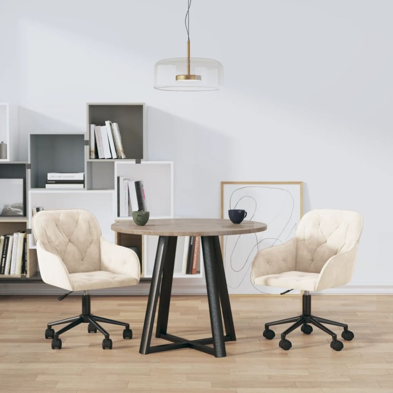 vidaXL Sillas de comedor giratorias 2 uds terciopelo crema vidaXL Sillas de comedor giratorias 2 uds terciopelo crema