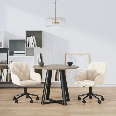 vidaXL Sillas de comedor giratorias 2 uds terciopelo crema