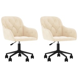 vidaXL Sillas de comedor giratorias 2 uds terciopelo crema