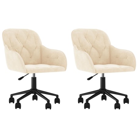 vidaXL Sillas de comedor giratorias 2 uds terciopelo crema