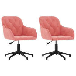 vidaXL Sillas de comedor giratorias 2 unidades terciopelo rosa