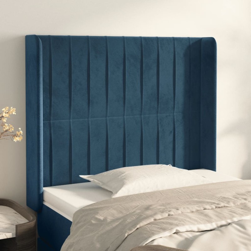 vidaXL Cabecero con orejas de terciopelo azul oscuro 93x16x118/128 cm vidaXL Cabecero con orejas de terciopelo azul oscuro 93x16x118/128 cm