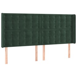 vidaXL Cabecero con orejas de terciopelo verde oscuro 163x16x118/128cm