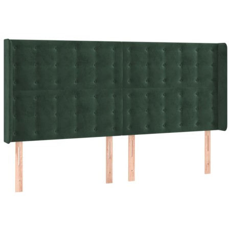 vidaXL Cabecero con orejas de terciopelo verde oscuro 163x16x118/128cm