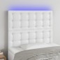 vidaXL Cabecero con luces LED cuero sintético blanco 80x5x118/128 cm vidaXL Cabecero con luces LED cuero sintético blanco 80x5x118/128 cm