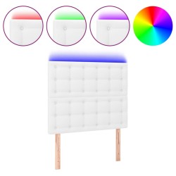 vidaXL Cabecero con luces LED cuero sintético blanco 80x5x118/128 cm