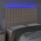 vidaXL Cabecero luces LED cuero sintético capuchino 144x5x118/128cm vidaXL Cabecero luces LED cuero sintético capuchino 144x5x118/128cm