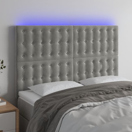 vidaXL Cabecero con luces LED terciopelo gris claro 144x5x118/128 cm