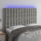 vidaXL Cabecero con luces LED terciopelo gris claro 144x5x118/128 cm