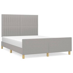vidaXL Estructura de cama con cabecero de tela gris claro 140x200 cm