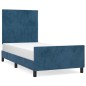 vidaXL Estructura cama con cabecero terciopelo azul oscuro 90x190 cm vidaXL Estructura cama con cabecero terciopelo azul oscuro 90x190 cm