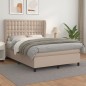 vidaXL Cama box spring con colchón cuero sintético capuchino 140x190cm vidaXL Cama box spring con colchón cuero sintético capuchino 140x190cm