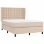 vidaXL Cama box spring con colchón cuero sintético capuchino 140x190cm vidaXL Cama box spring con colchón cuero sintético capuchino 140x190cm