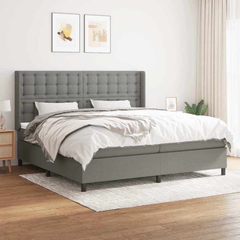 vidaXL Cama box spring con colchón tela gris oscuro 200x200 cm vidaXL Cama box spring con colchón tela gris oscuro 200x200 cm