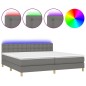vidaXL Cama box spring con colchón y LED tela gris oscuro 200x200 cm vidaXL Cama box spring con colchón y LED tela gris oscuro 200x200 cm