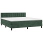 vidaXL Cama box spring colchón y LED terciopelo verde oscuro 160x200cm