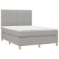 vidaXL Cama box spring colchón y luces LED tela gris claro 140x190 cm