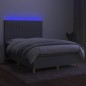 vidaXL Cama box spring colchón y luces LED tela gris claro 140x190 cm
