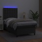 vidaXL Cama box spring y colchón LED cuero sintético negro 80x200 cm vidaXL Cama box spring y colchón LED cuero sintético negro 80x200 cm
