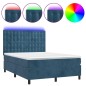 vidaXL Cama box spring colchón y LED terciopelo azul oscuro 140x190 cm vidaXL Cama box spring colchón y LED terciopelo azul oscuro 140x190 cm