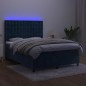 vidaXL Cama box spring colchón y LED terciopelo azul oscuro 140x190 cm vidaXL Cama box spring colchón y LED terciopelo azul oscuro 140x190 cm