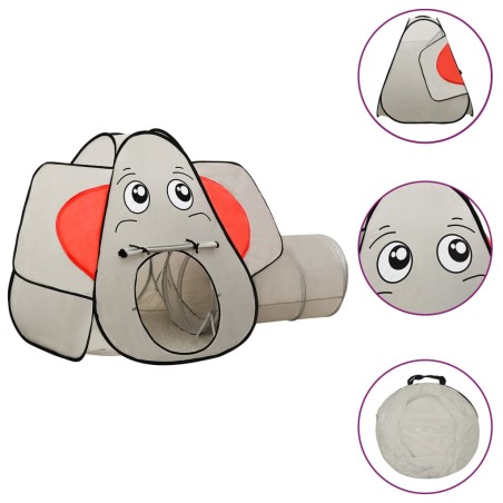 vidaXL Tienda de juegos diseño de elefante 250 bolas gris 174x86x101cm
