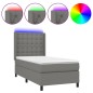 vidaXL Cama box spring colchón y luces LED tela gris oscuro 100x200 cm vidaXL Cama box spring colchón y luces LED tela gris oscuro 100x200 cm