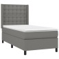 vidaXL Cama box spring colchón y luces LED tela gris oscuro 100x200 cm vidaXL Cama box spring colchón y luces LED tela gris oscuro 100x200 cm